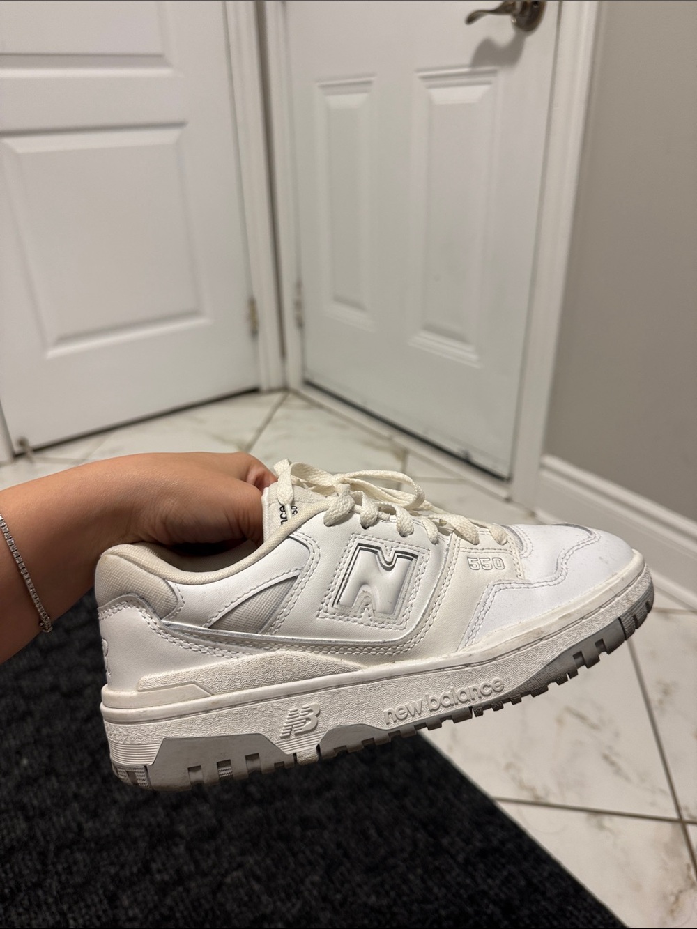 New Balance White Leather 550 Low-Top Sneaker